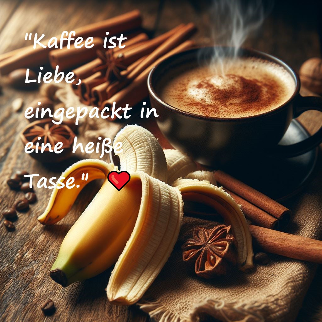 Kaffee Sprüche lustig Kaffee ist Liebe, eingepackt in eine heiße Tasse.