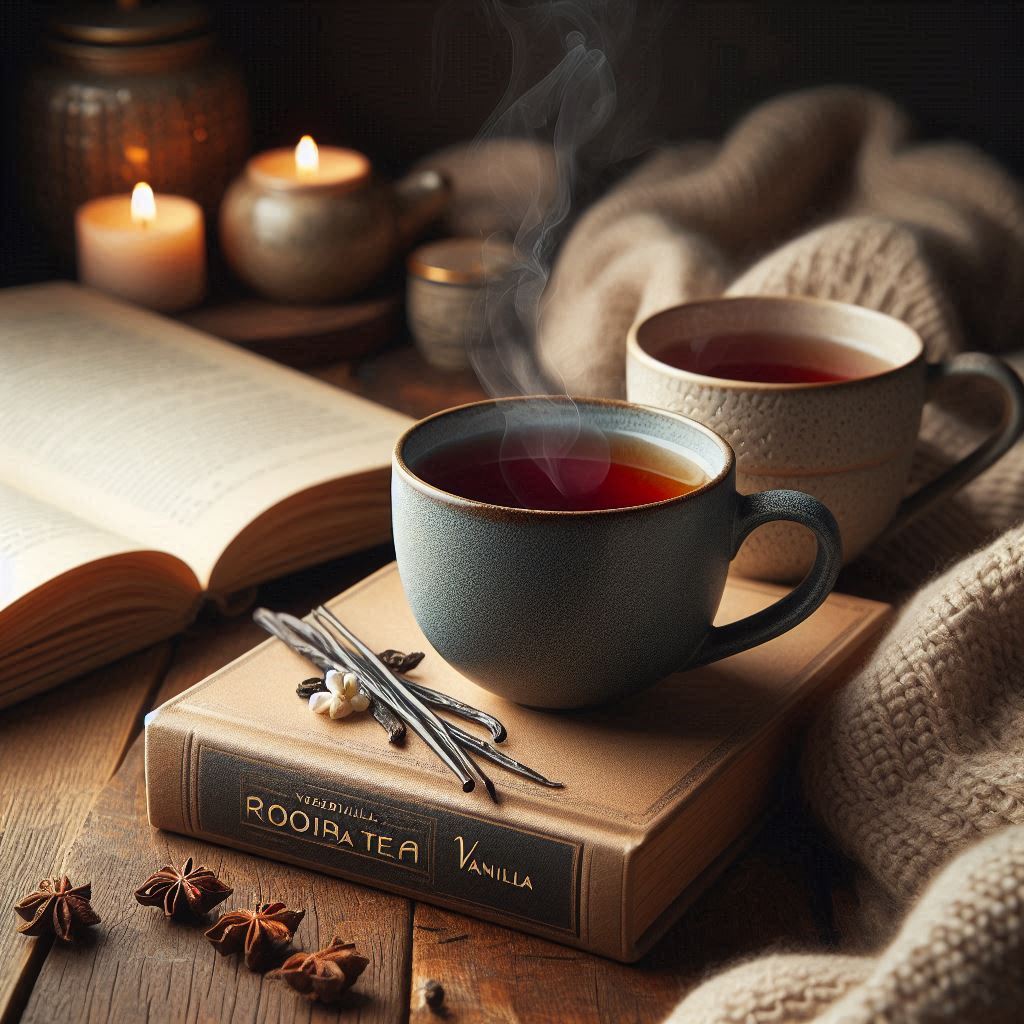 Rooibos Tee Vanille in schönen Keramiktassen für eine entspannte Atmosphäre