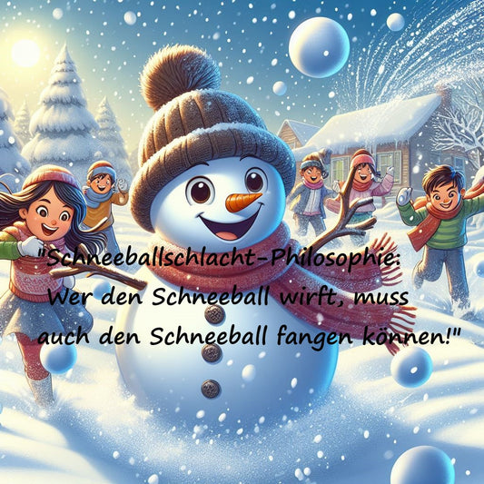 Schneemann Lustige Sprüche Bild: Ein Frostiger Spaß für Kalte Tage! "Schneeballschlacht-Philosophie: Wer den Schneeball wirft, muss auch den Schneeball fangen können!"