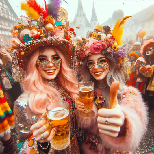 Weiberfastnacht, Sprüche und grüße die jecke Zeit, Mit Frohsinn und Heiterkeit. Helau und Alaaf, sei dabei, Ein Prosit auf die Narretei!