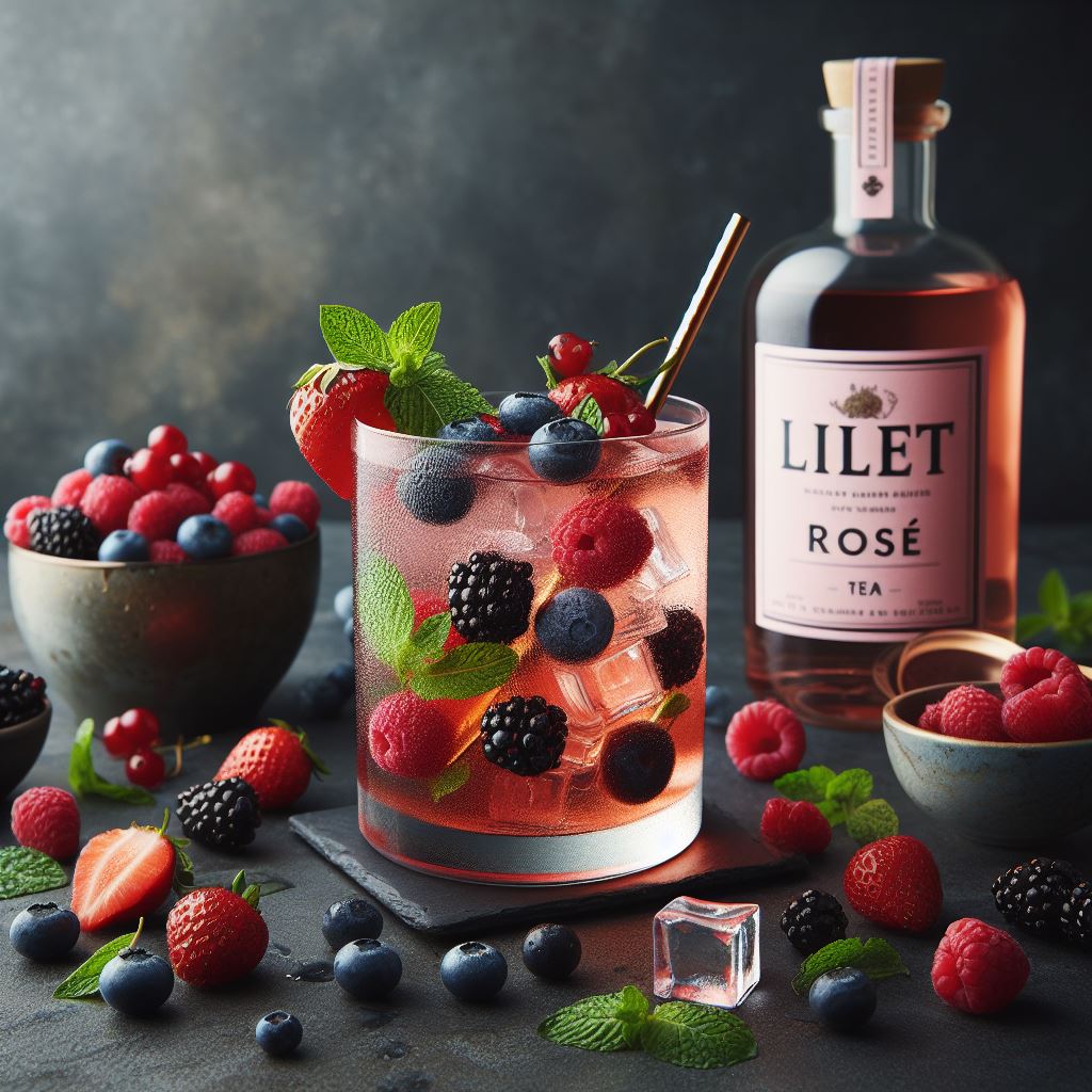 Wildberry Lillet Cocktail with Lillet Rosé and Tea