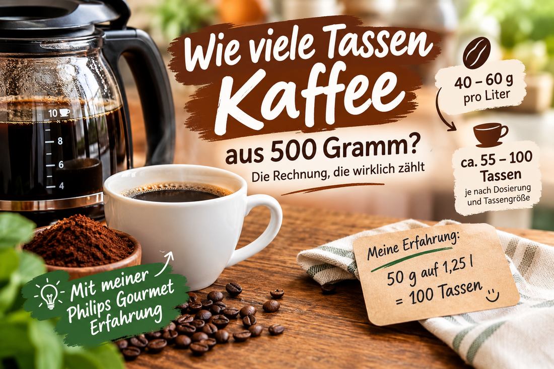 500 g Kaffee – wie viele Tassen und Liter Kaffee daraus entstehen