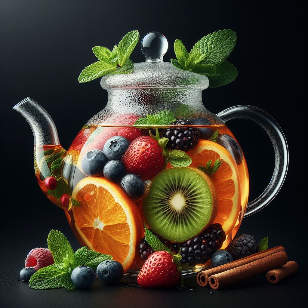 Der Eistee kann durch Zugabe von Klein geschnittenen Erdbeeren, Pfirsichen, Ananas, Weintrauben oder Fruchtsaft zu einem fruchtig-bunten Mixgetränk werden