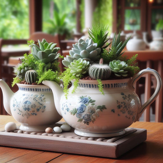 Alte Kaffeekannen dekorieren Kreative Ideen für ein charmantes Zuhause mit Pflanzen