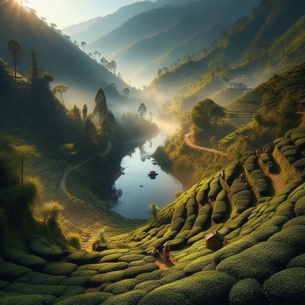 Darjeeling-Region, Indien: Dieser Tee stammt aus der Darjeeling-Region, die im nordöstlichen Teil von Indien liegt. Die hohen Berge, fruchtbaren Böden und das besondere Klima dieser Region schaffen ideale Bedingungen für den Anbau von Teepflanzen.