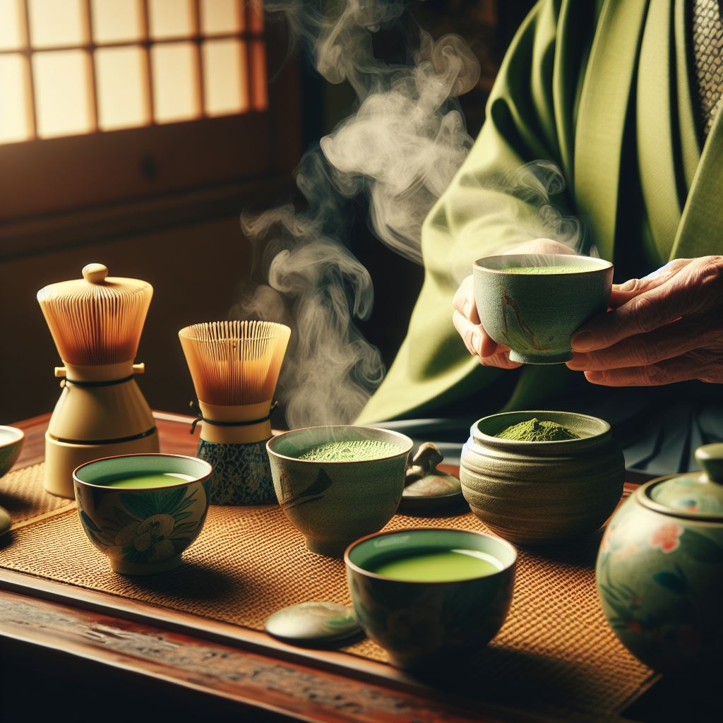 Die Teezeremonie, auch als "Chanoyu" oder "Sadō" bekannt, ist in Japan eine traditionelle Kunstform, die sich auf die Zubereitung und den Genuss von Matcha (grüner Tee) konzentriert