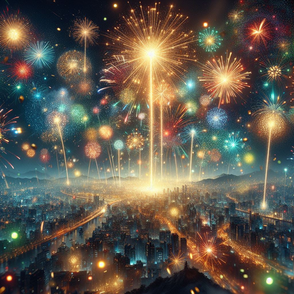 Silvestersprüche und Neujahrsgrüße In der dunklen Silvesternacht explodiert ein farbenfrohes Spektakel am Himmel, wenn funkelnde Feuerwerkskörper in die Luft geschossen werden. Happy New Year