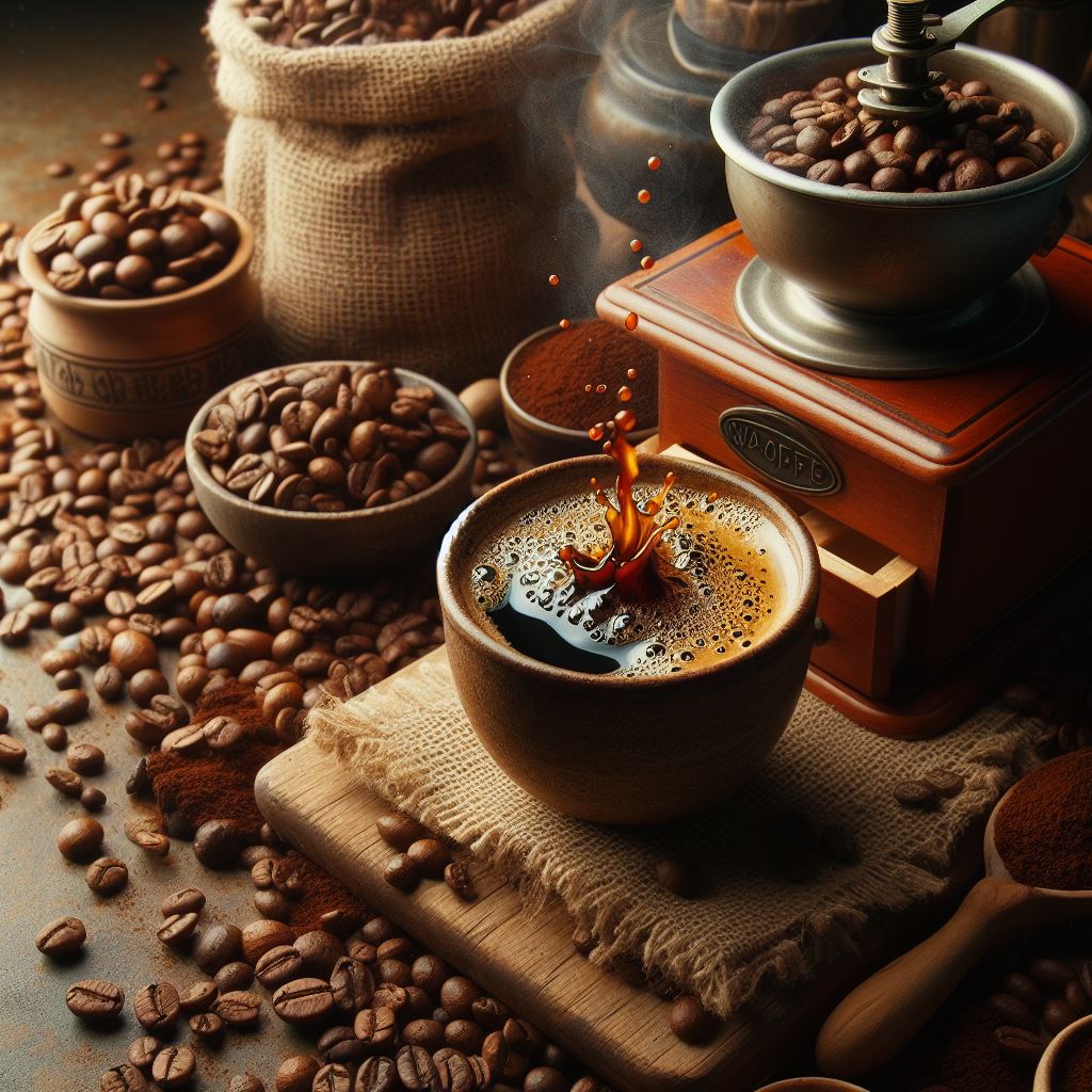 Maragogype Kaffee, kaffeebohne, gemahlen Aroma, bewegtes bild
