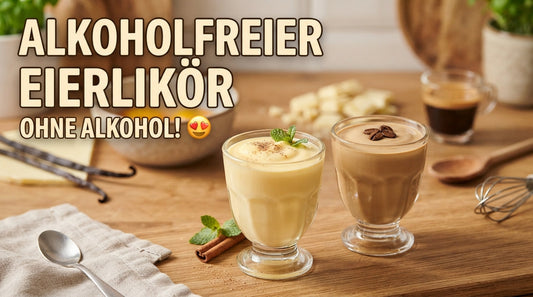 Alkoholfreie Eiercreme mit Vanille, weißer Schokolade und Kaffee