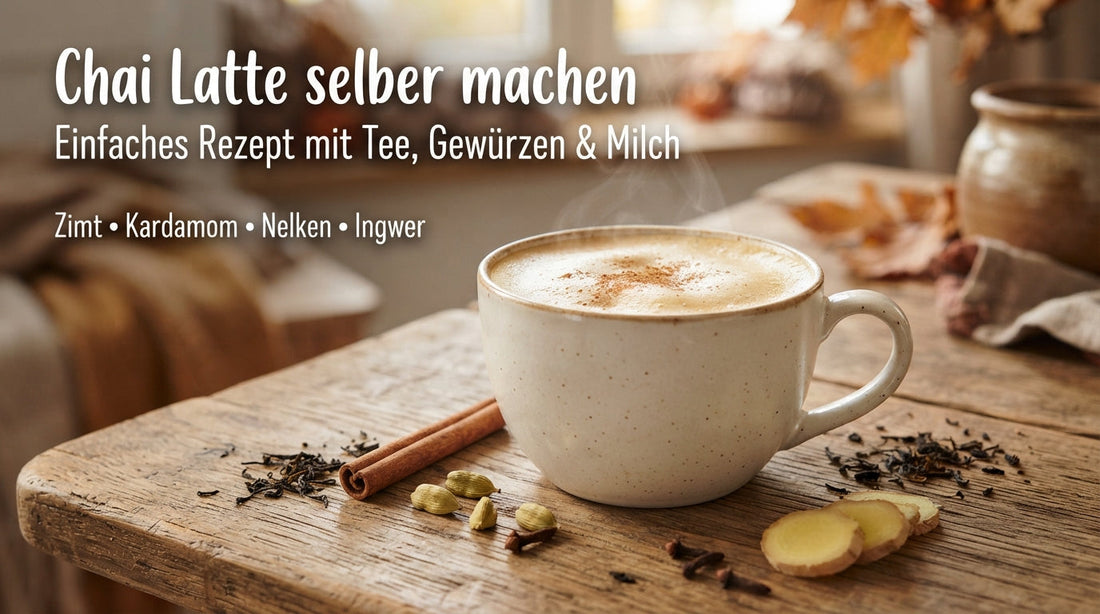 Chai Latte selber machen mit Schwarztee, Zimt, Kardamom, Nelken und Ingwer
