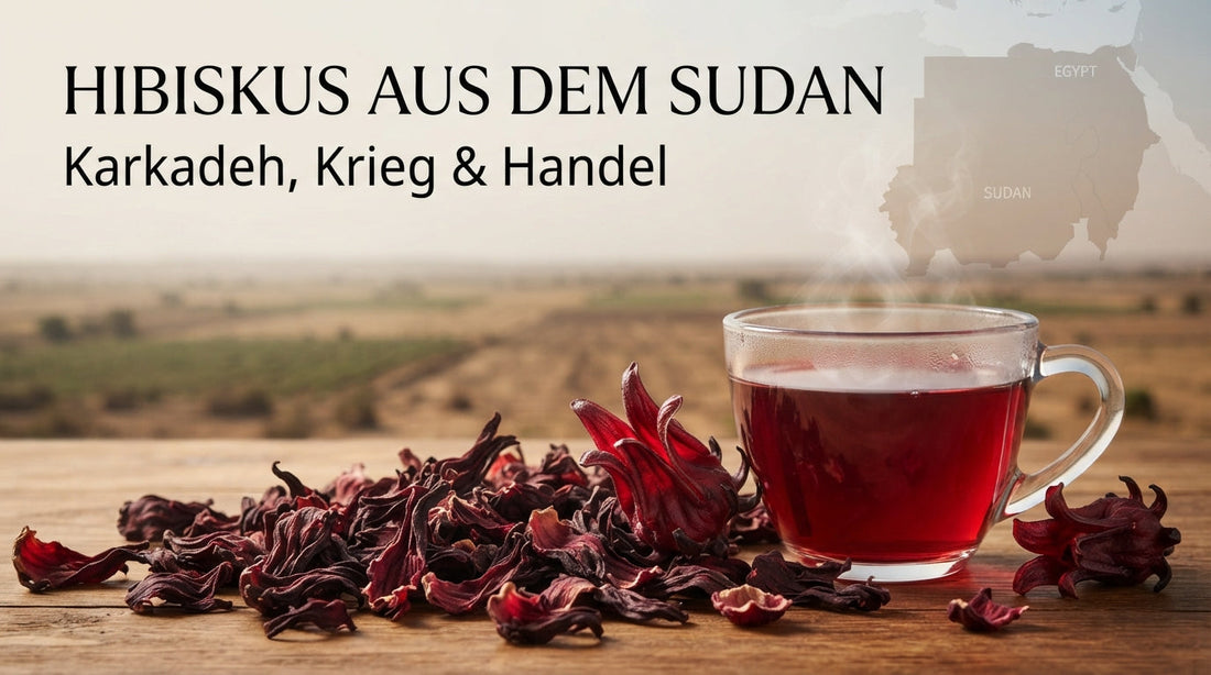 Hibiskus aus dem Sudan mit getrockneten roten Hibiskusblüten, Karkadeh und Früchtetee
