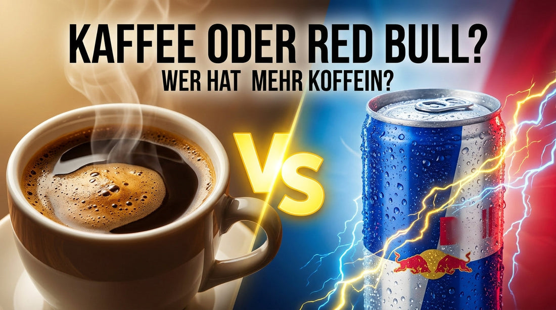 Kaffee oder Red Bull im Vergleich – Koffeingehalt, Zucker und Wirkung von Filterkaffee und Energy-Drink.