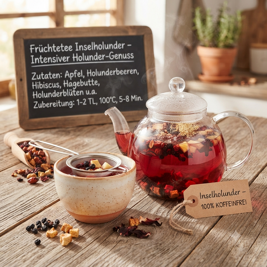 Früchtetee Inselholunder lose – Holunderbeeren & Blüten  TeeBohne