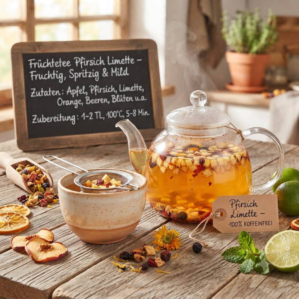 Früchtetee Pfirsich Limette lose – spritzig & mild  TeeBohne