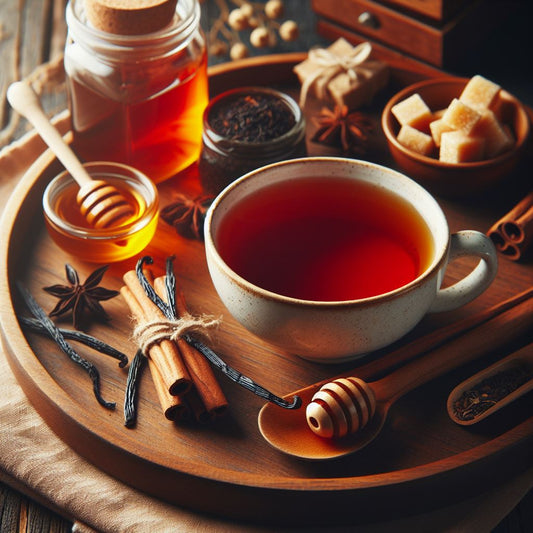 Rooibos Tee Vanille  Sahne mit Honig Milch oder Zucker genießen