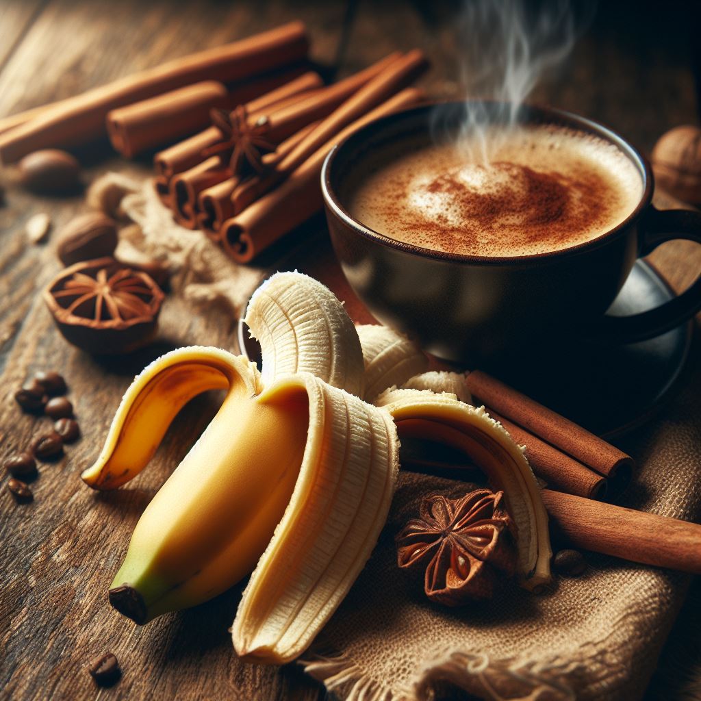 harmonische Kombination von Banane, Eierlikör und Kaffee